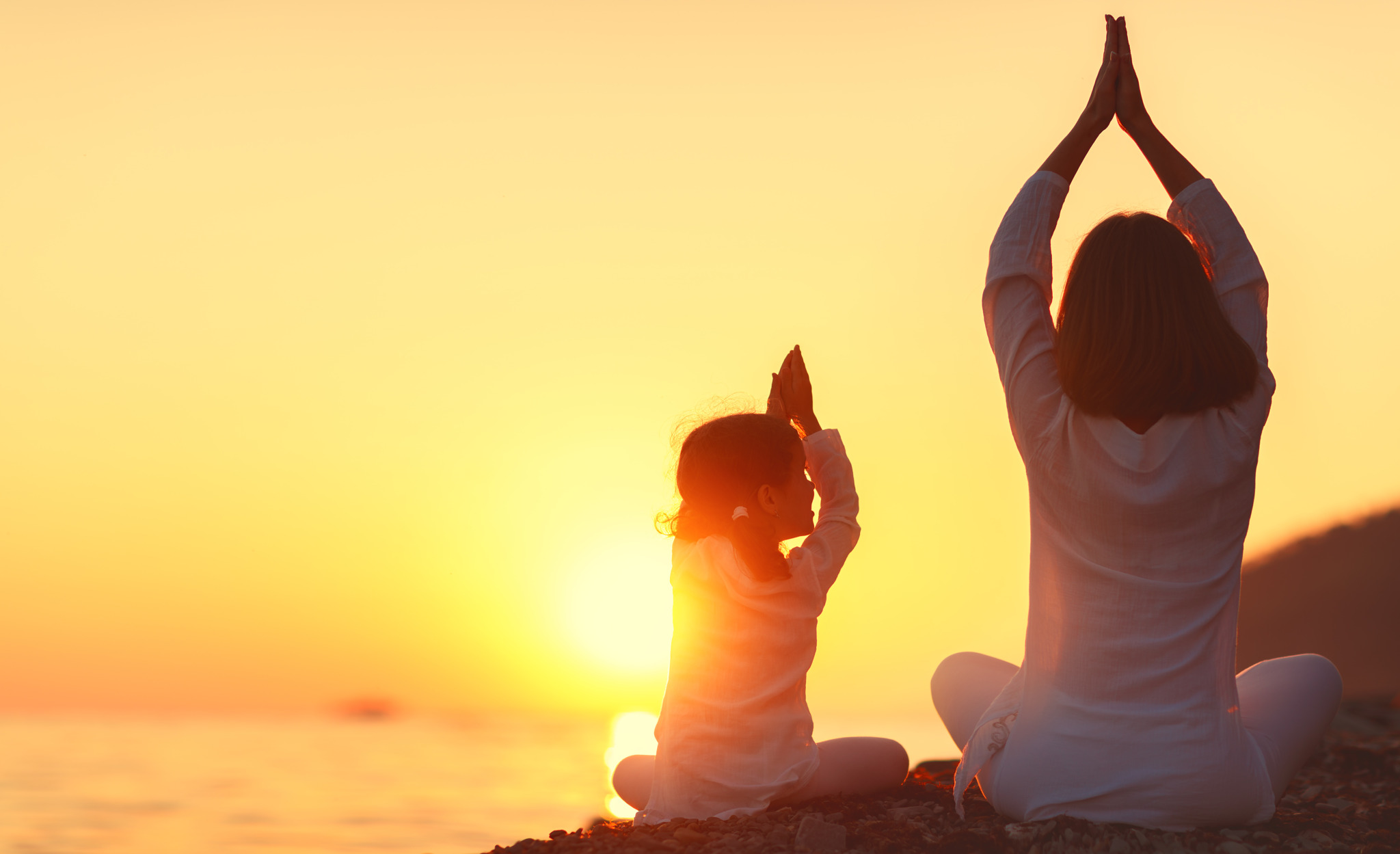 Happy,Family,Mother,And,Child,Daughter,Doing,Yoga,,Meditate,In